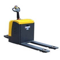 Ride on pallet truck with improved safety factor and energy saving