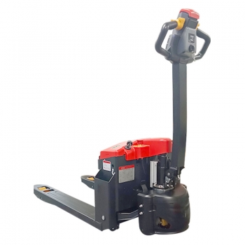 Flexible operation for electric walkie pallet jack in ultra-narrow spaces