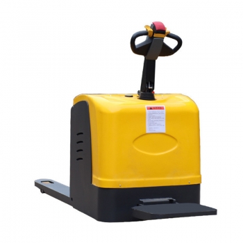 Ride on pallet truck with improved safety factor and energy saving