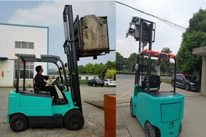 What should be paid attention to when unloading electric forklifts?