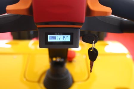 Details of stand-on stacker