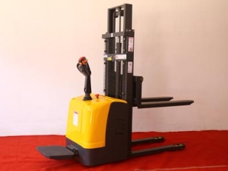 Narrow Aisle Stand-on Double Pallet Stacker For High-volume Warehouse
