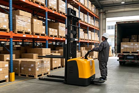 Rider‑on electric stacker