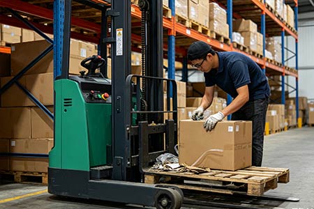 E‑commerce warehouse electric stacker