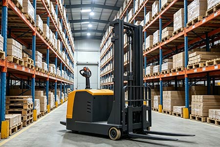 Stand-on counterbalance stacker