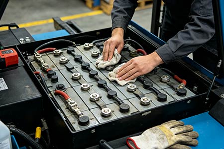 Electric forklift battery maintenance
