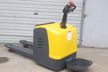 Stand-on electric pallet jack
