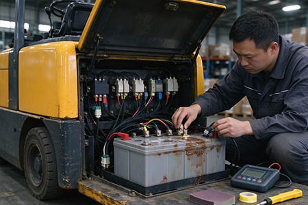 Battery maintenance for pallet truck