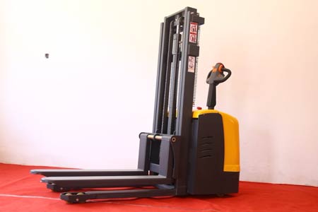 Stand-on electric stacker